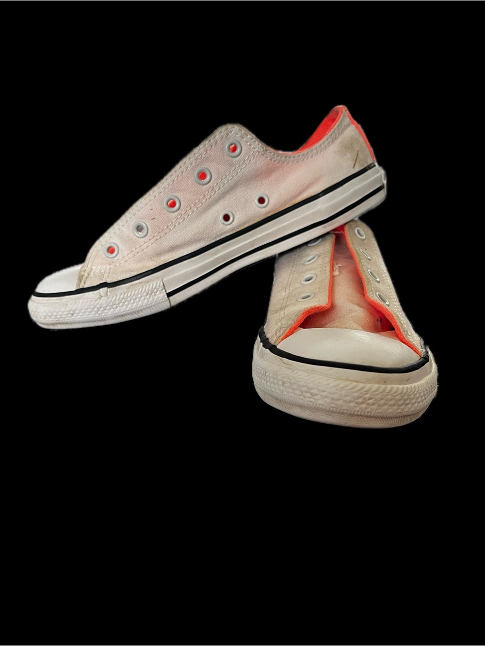 Converse Low-Top Canvas Sneakers - White with Coral Lining